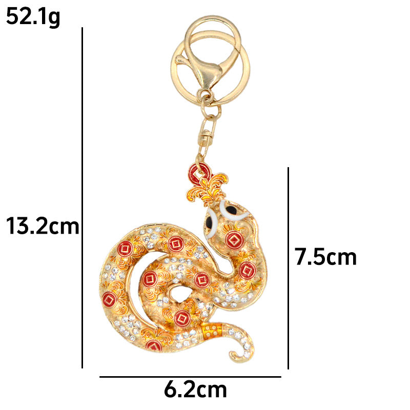 Wholesale Korean cross-border wholesale color snake keychain car pendant zinc alloy set rhinestone animal series backpack key chain