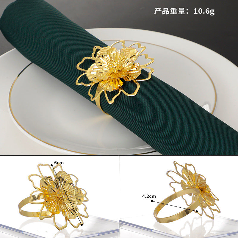 Wholesale Simulated Flower Stainless Steel Napkin Rings