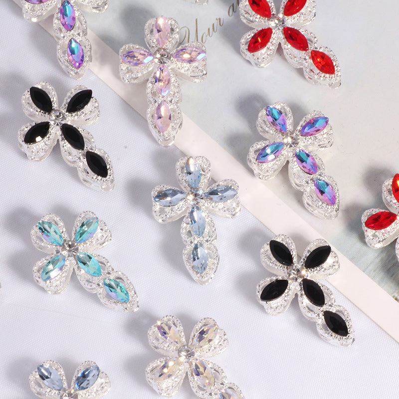 Wholesale 3PCS/Pack Alloy Stereo Cross DIY Straight Hole Beads Cute Decorative Mobile Phone Chain Key Chain Bag Chain Accessories