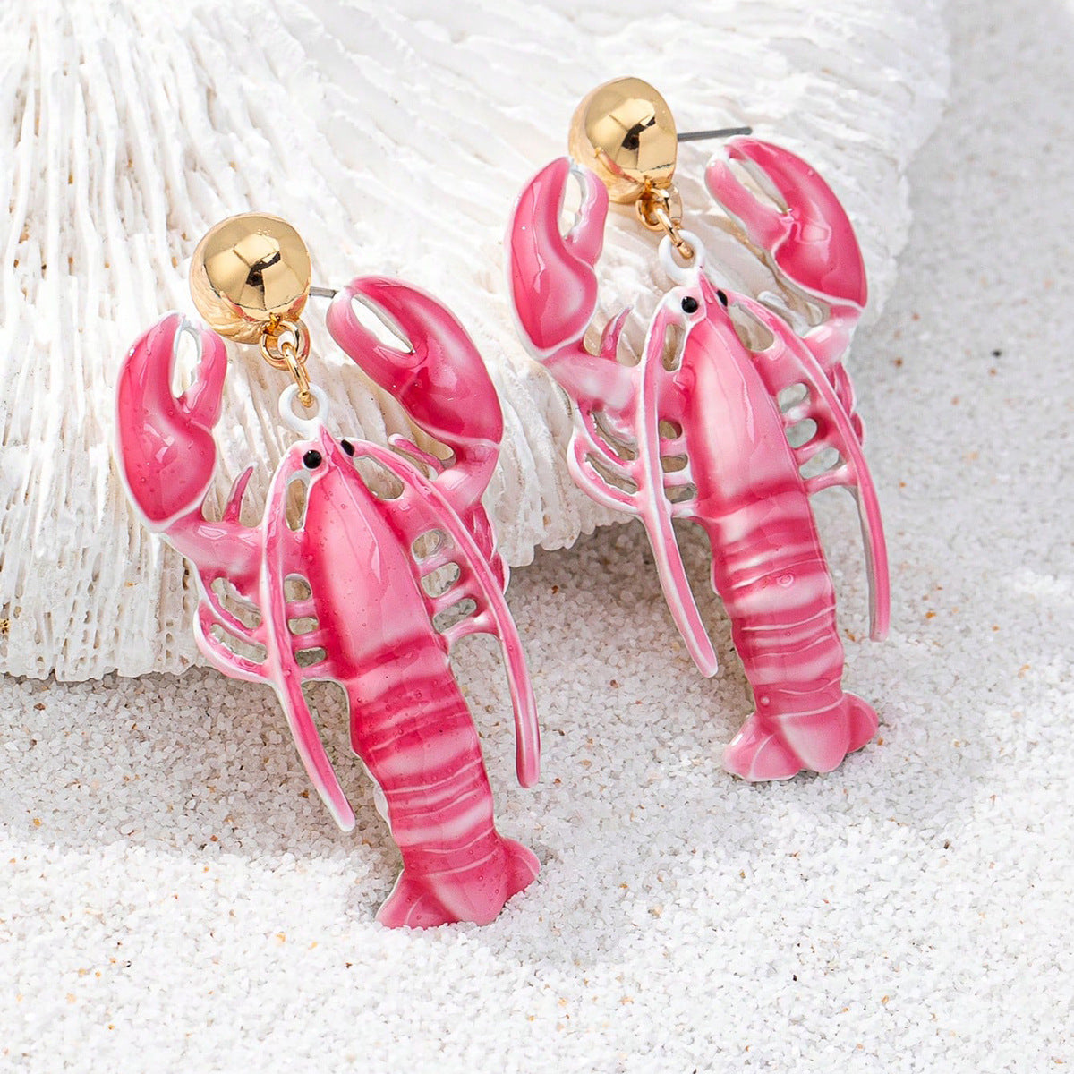 Wholesale Pink starfish conch shell women' s earrings