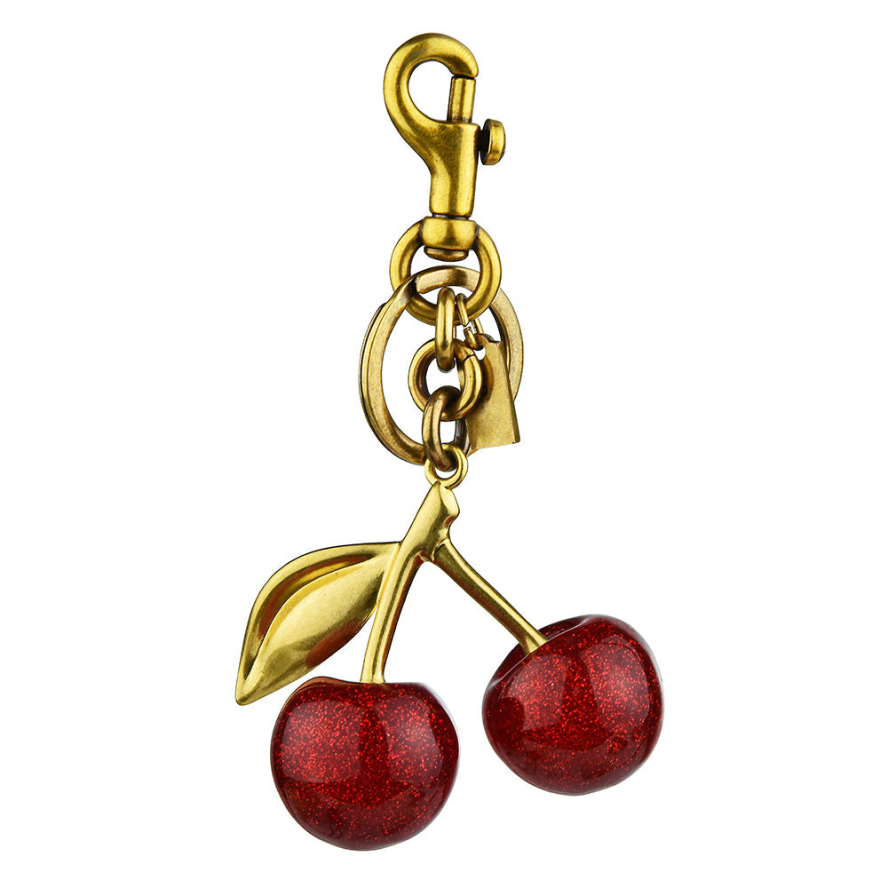 Wholesale crystal red cherry key chain