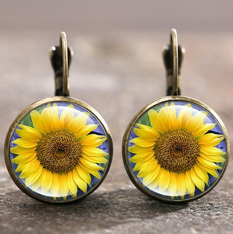 Wholesale Colorful Time Gem Moon Angel Earrings