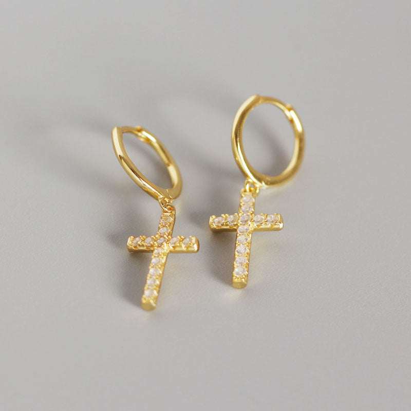 Wholesale Cross Micro Diamond Earrings