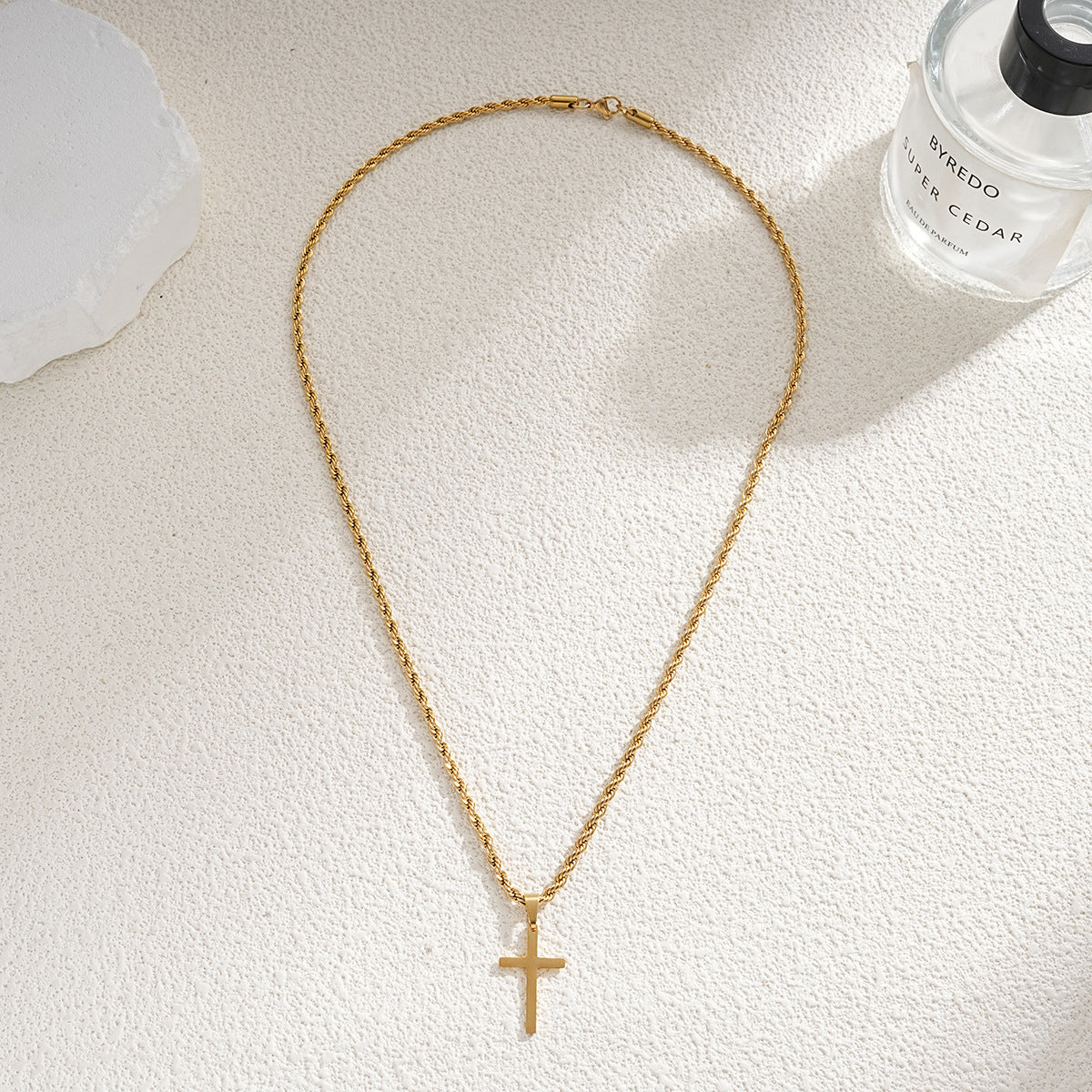 Wholesale Hip-hop trend men's cross pendant twist chain necklace