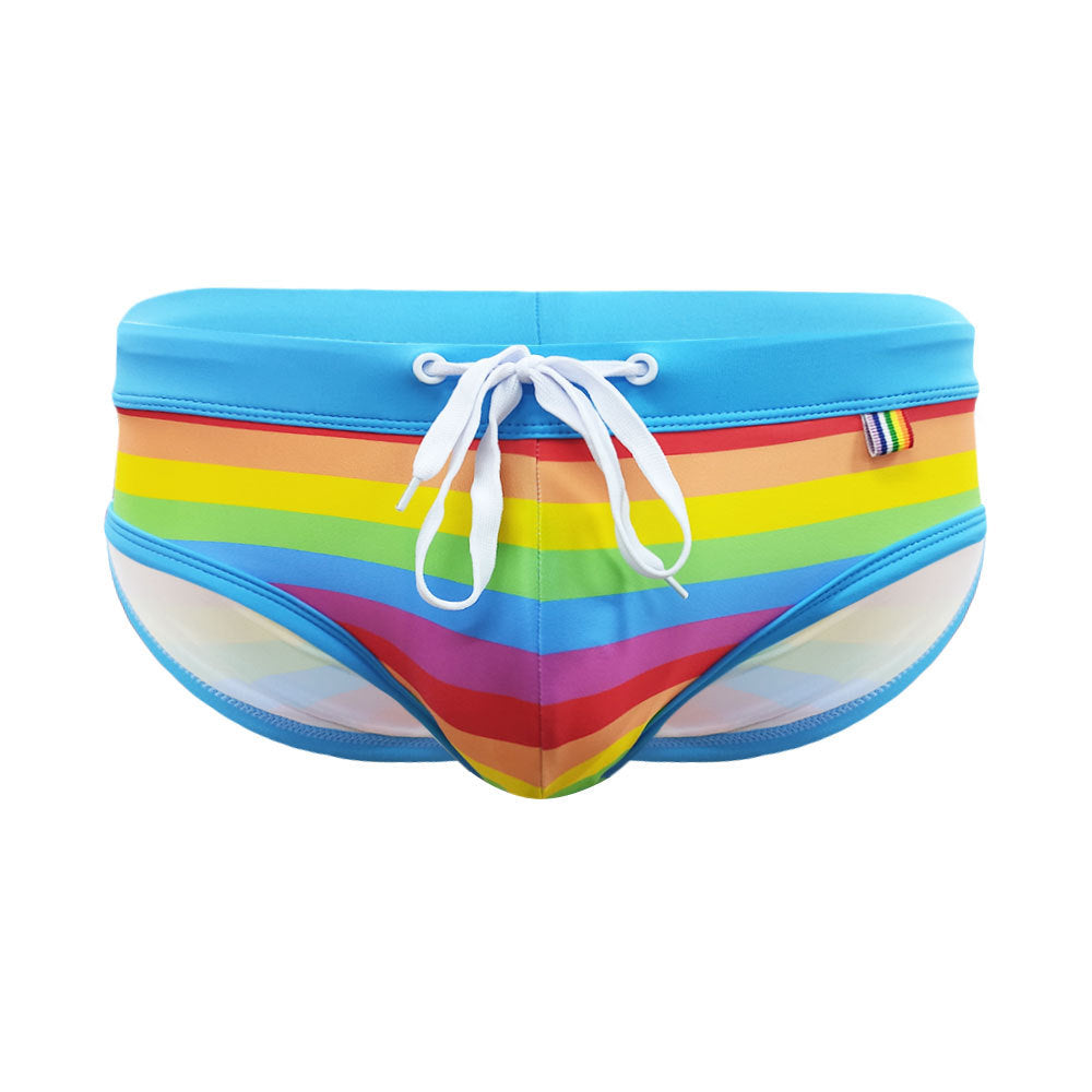 Wholesale Men's Rainbow Stripe Swimwear Briefs