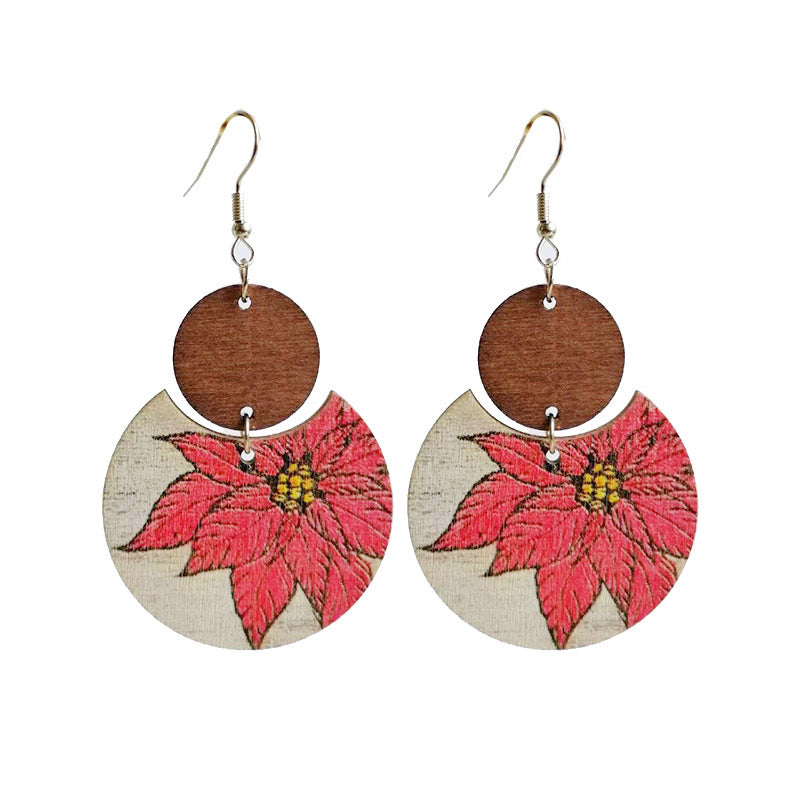 Wholesale 2 pairs/pack Christmas Bohemian Vintage Wooden Earrings