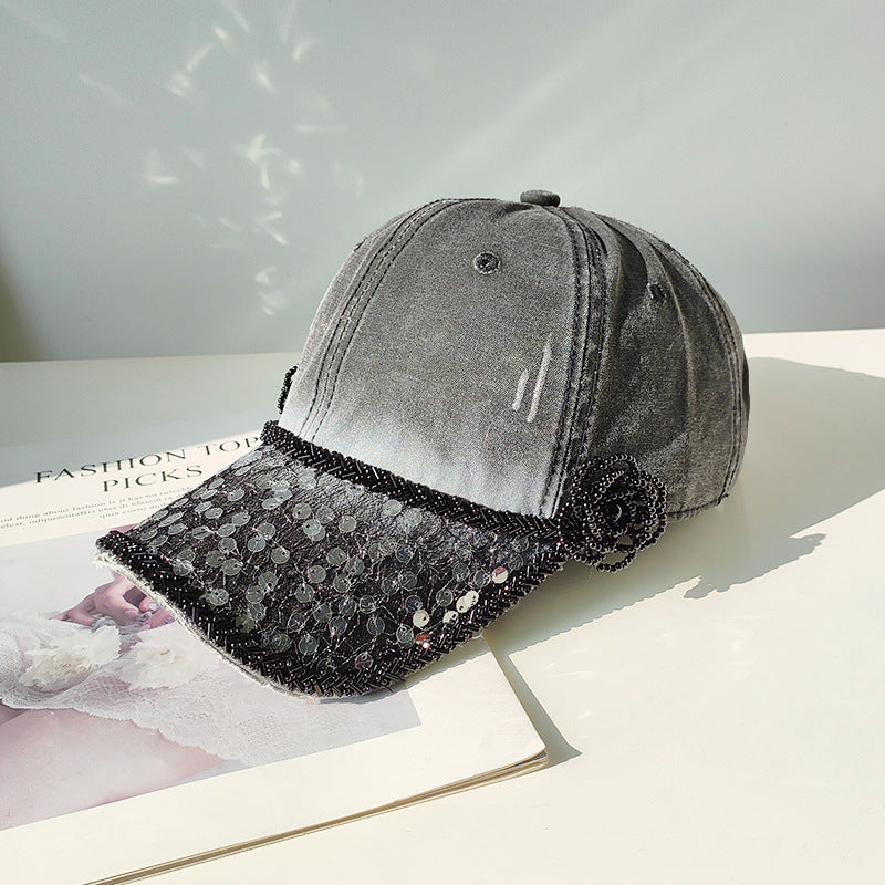 Wholesale New Colorful Sequin Pearl Deep Top Gradient Hole Cloud Bow Baseball Cap