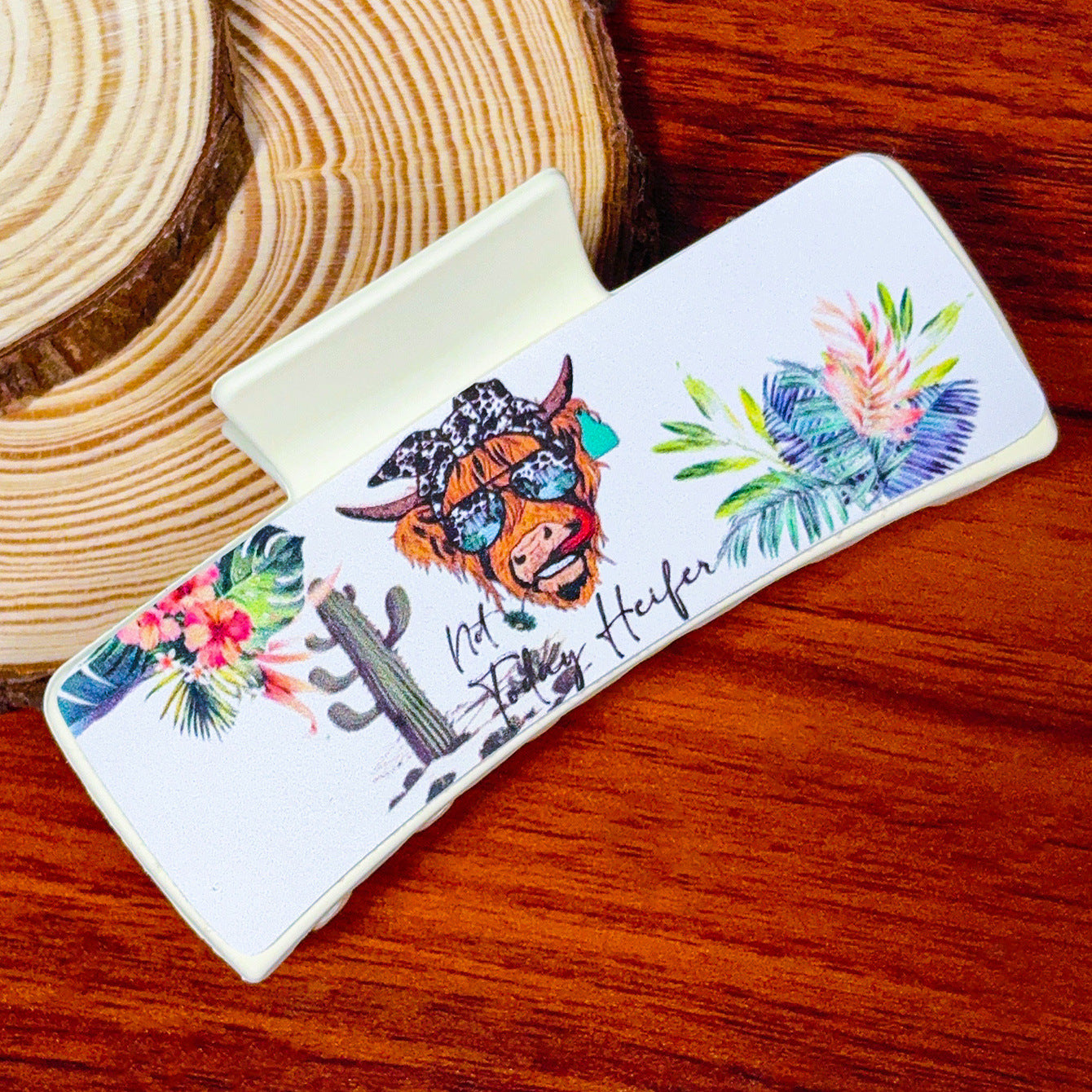 Wholesale  Bohemian Shark Clip with Western Cowboy Cowhead Square Leather Grip