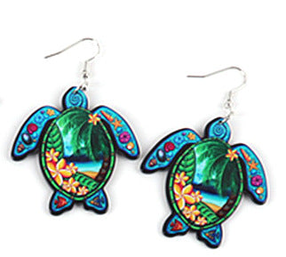 Wholesale Boho Turtle Turtle Acrylic Print Pattern Earrings