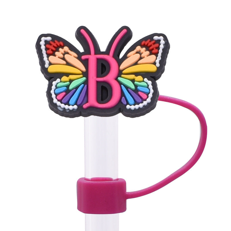 Wholesale  Random 100pcs/pack   Butterfly letter dustproof straw cover  Straw Tube Cap