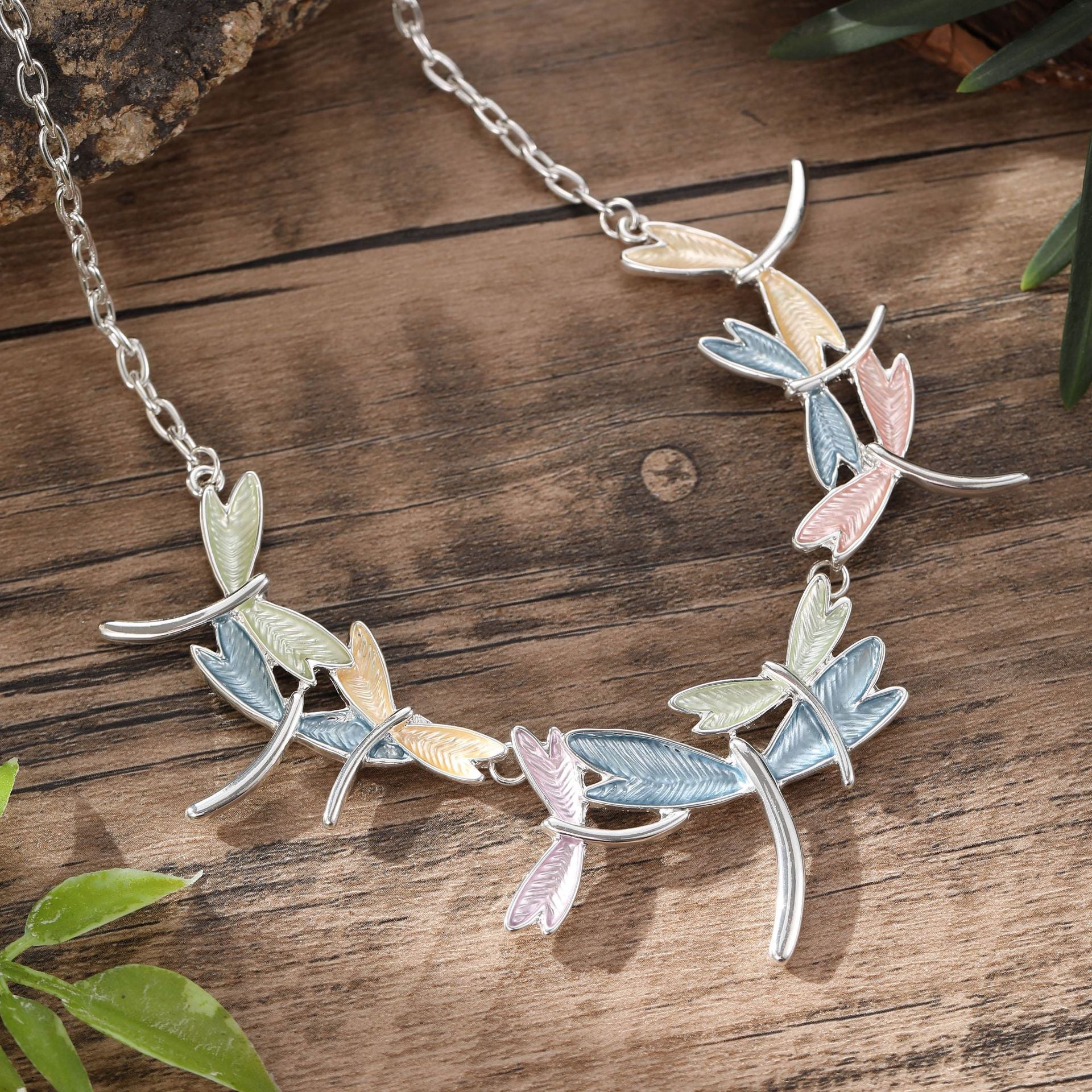 Wholesale New Colorful Painting Oil Dragonfly Flying Necklace