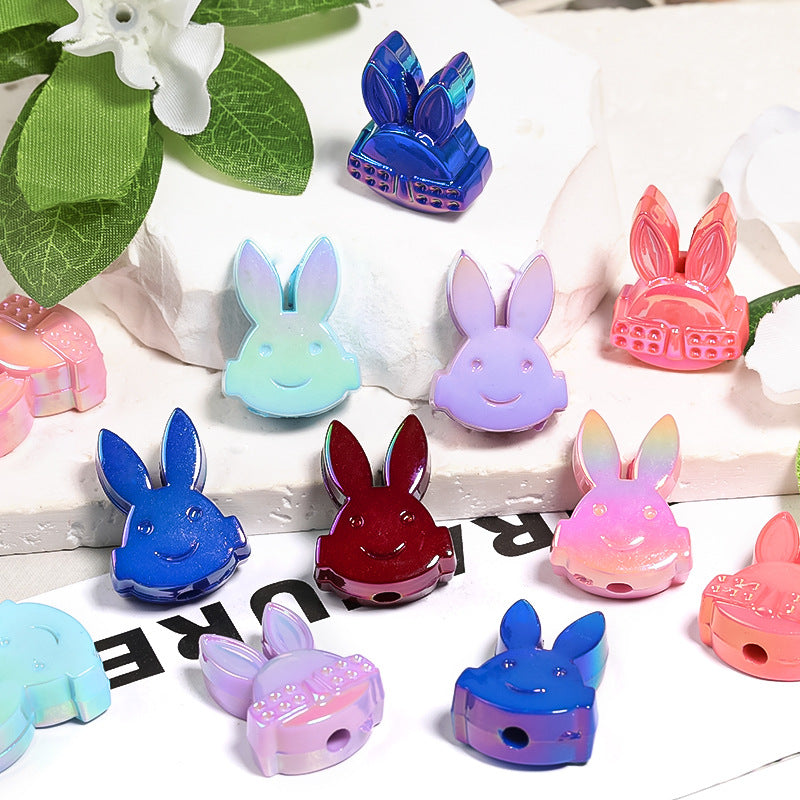 Wholesale 100pcsUV Electroplating Punk Electronic Music Rabbit Beads