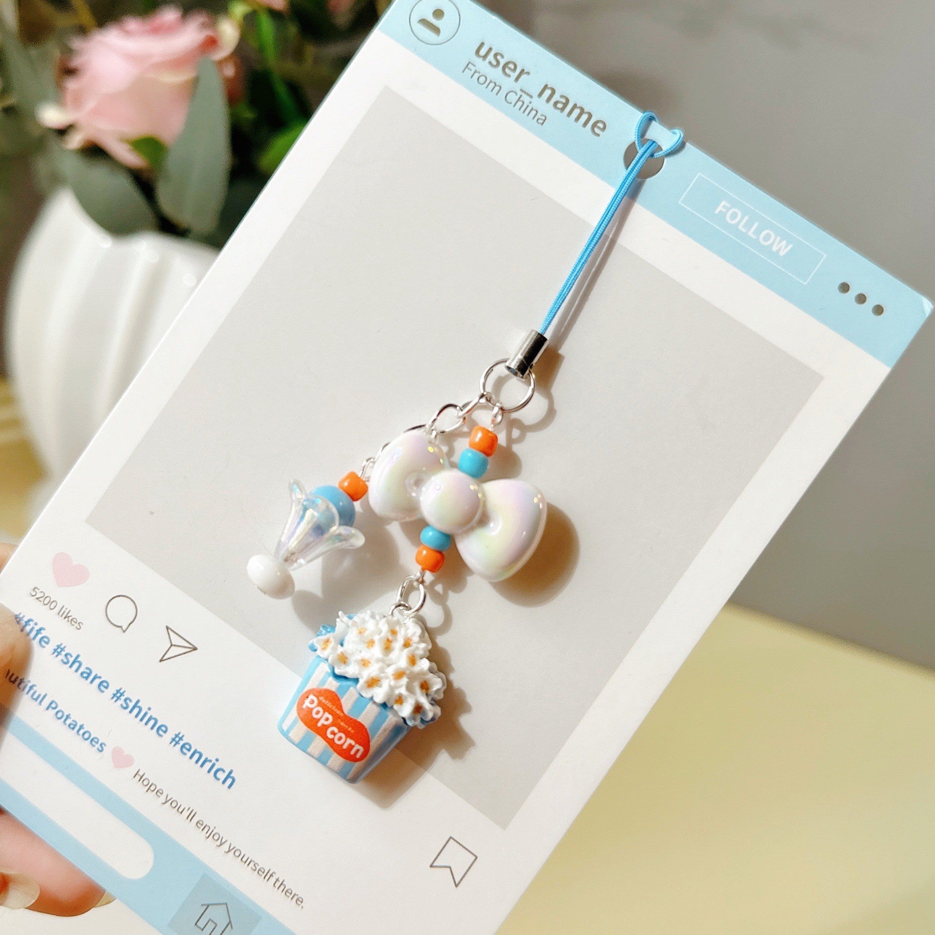 Wholesale Strawberry cake bead cute keychain