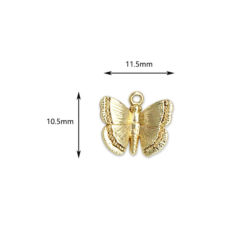 Wholesale DIY Copper Plated 18K True Gold Hollow Three-dimensional Butterfly Pendant Pendant Bracelet Anklet Earrings