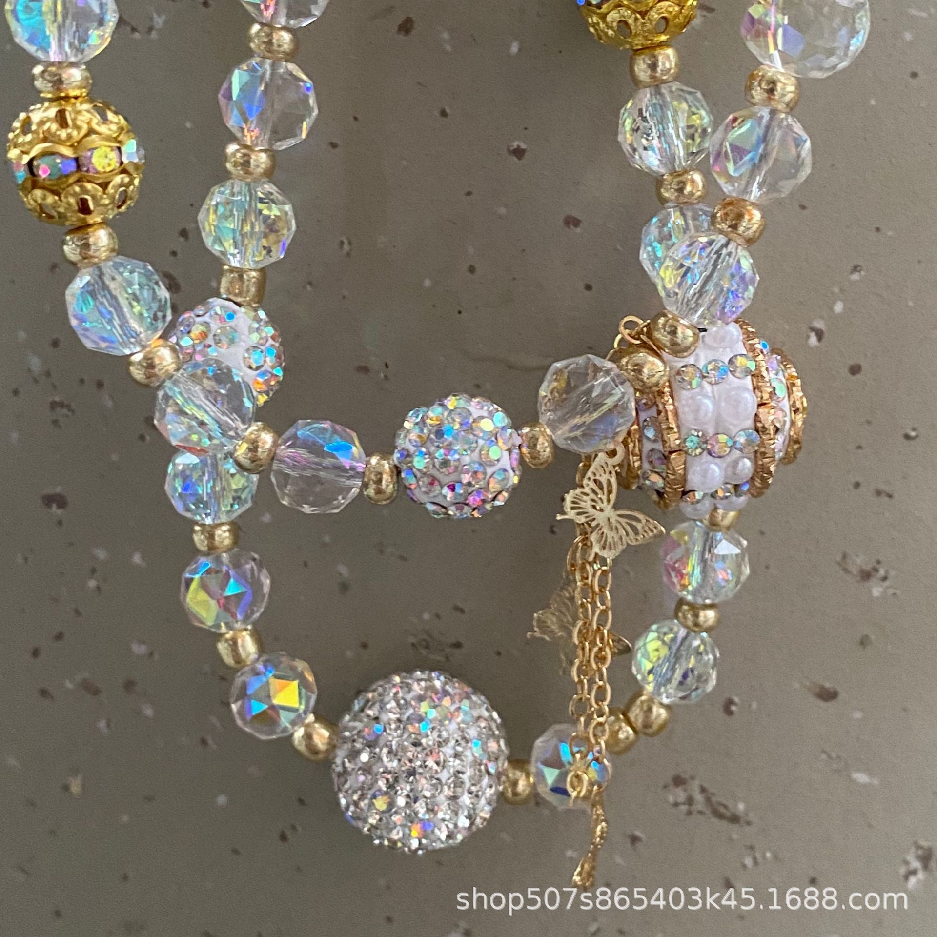Wholesale Flash Beaded Chain Mobile Phone Pendant Crystal Beads