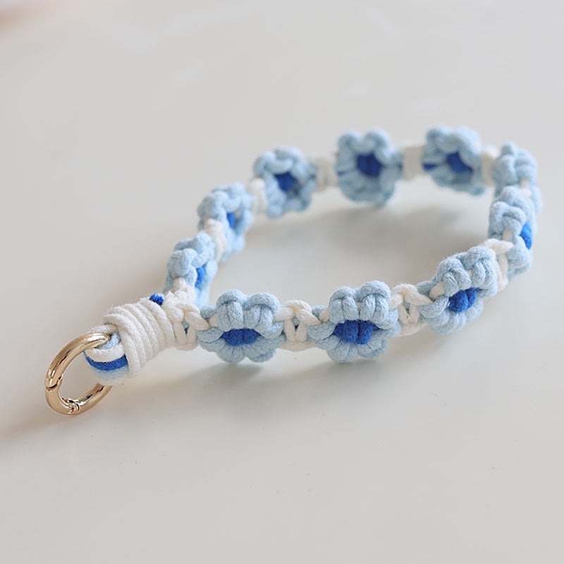 Wholesale Cotton Rope Handwoven Daisy Flower Keychain