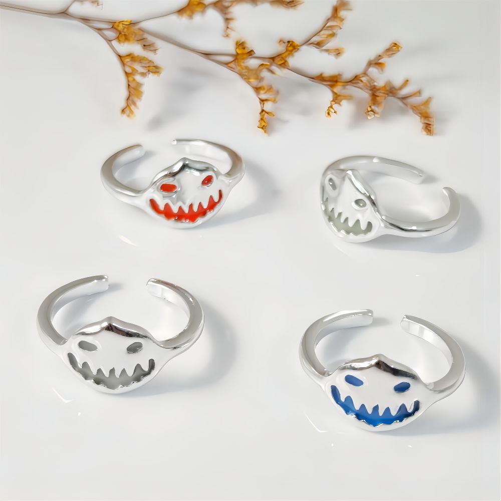 Wholesale   Pumpkin Ring Zinc Alloy Grimace Luminous Ring