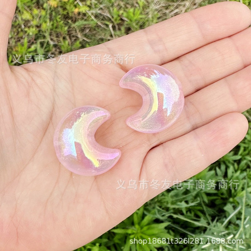 Wholesale 50pcs/pack Moon Small Crescent Moon Hole Beads DIY Acrylic Beads