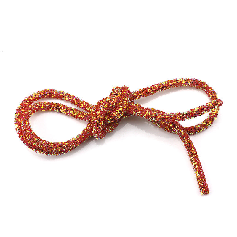 Wholesale  Diy seven-color sequin drill pipe glitter powder rope with rubber hose rainbow shoes and hats drill decorative rope jewelry