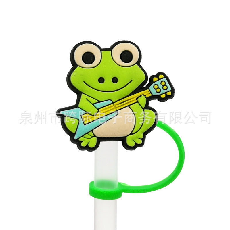 Wholesale 10 pcs Cartoon frog series straw cover straw cap silicone dust plug