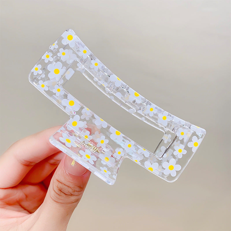 Wholesale Plastic Floral Transparent Grip Hair Clips