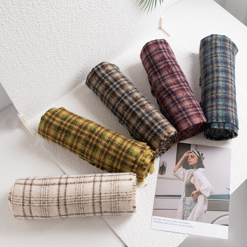Wholesale Autumn and Winter Square Grid Scarf