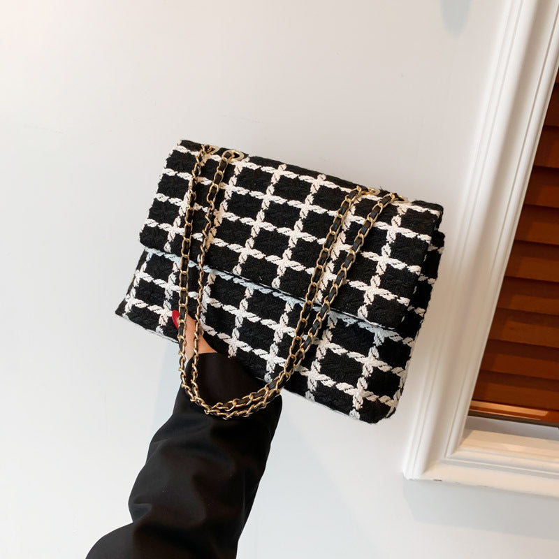 Wholesale Woven Plaid High-capacity Chain Single Shoulder Underarm Bag