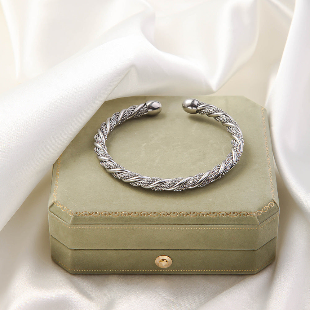 Wholesale Titanium Steel Elastic Irregular Open Bracelet