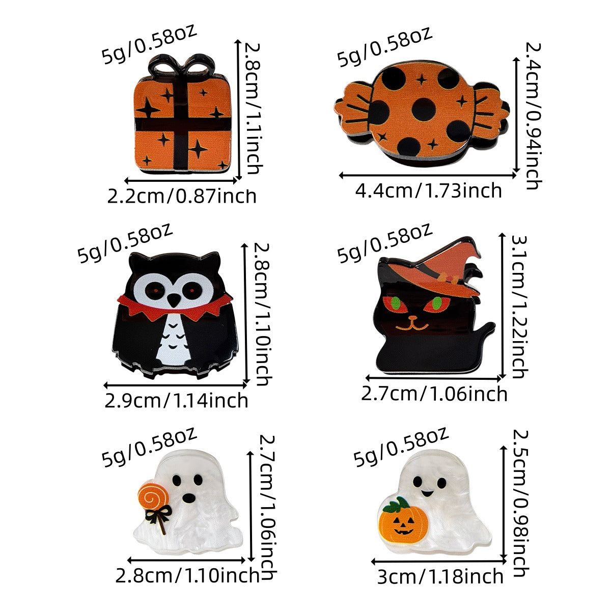 Wholesale  Themed Hair Claw Clips Ghost Pumpkin Black Cat Owl Design Fabric Hair Accessory Gift
