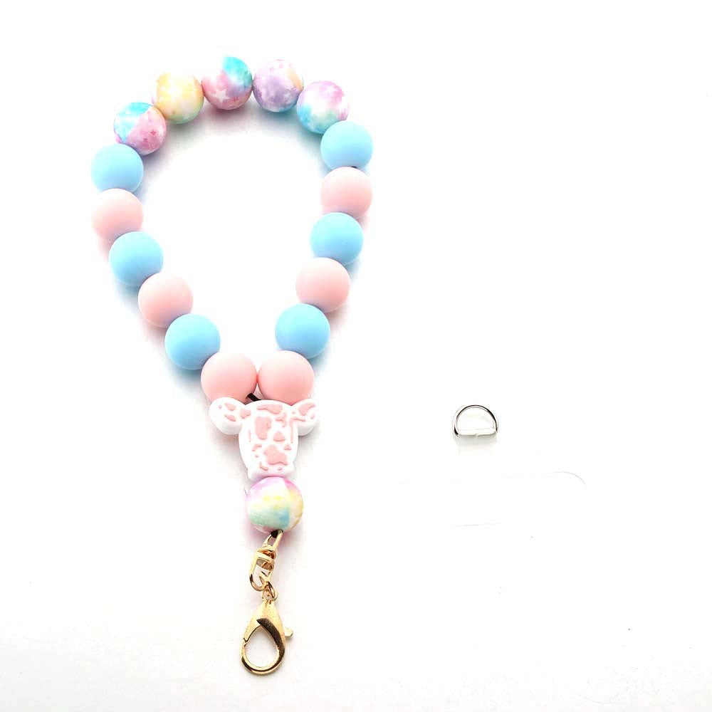 Wholesale Cartoon Animal Highland Cattle Elephant Silicone Beads Wrist Keychain