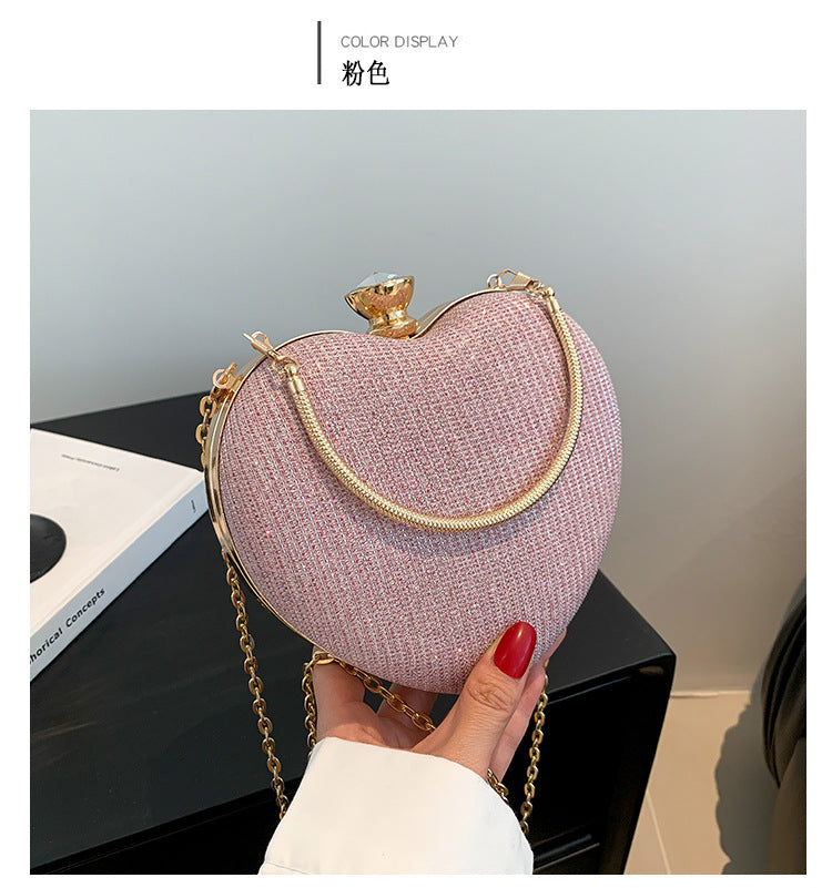 Wholesale PU Peach Heart Chain Handheld Single Shoulder Crossbody Bag