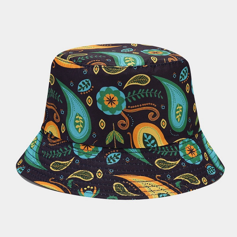 Sombrero de cubo de patrón de flores de anacardo de poliéster al por mayor