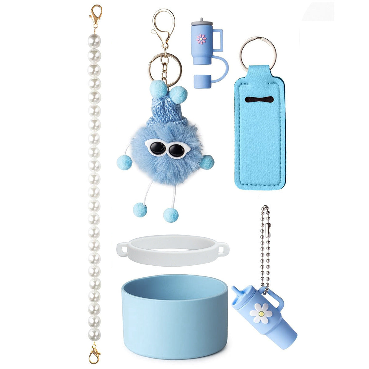 Wholesale Cup cover straw cap keychain plush elf cup accessories