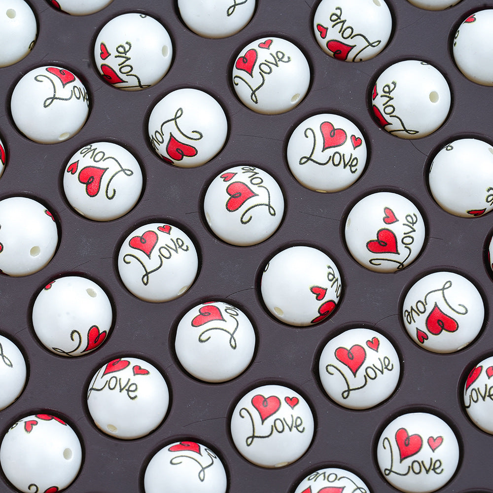 Wholesale 10pcs Colorful Love Love Acrylic Beads