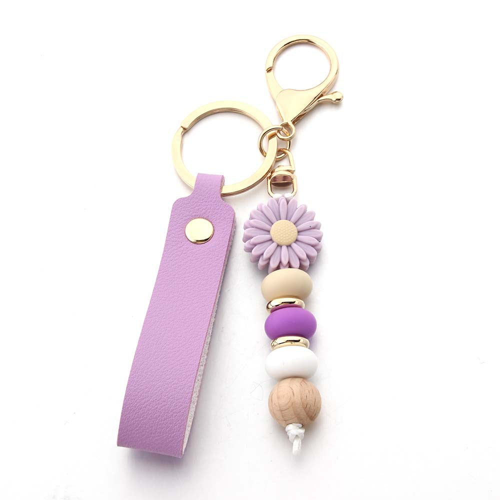 Wholesale Trendy Silicone Bead Keychain Bag Charm Fashion Accessory For Women Birthday Gift
