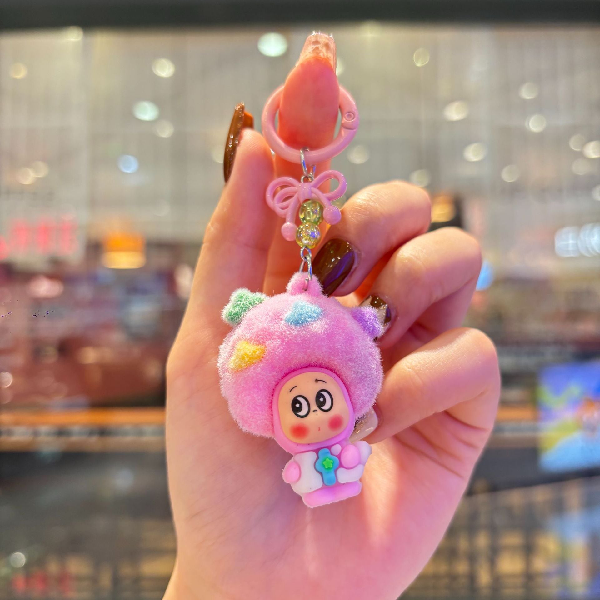 Wholesale Plush Explosion Head Cute Cartoon Pvc Soft Glue Keychain