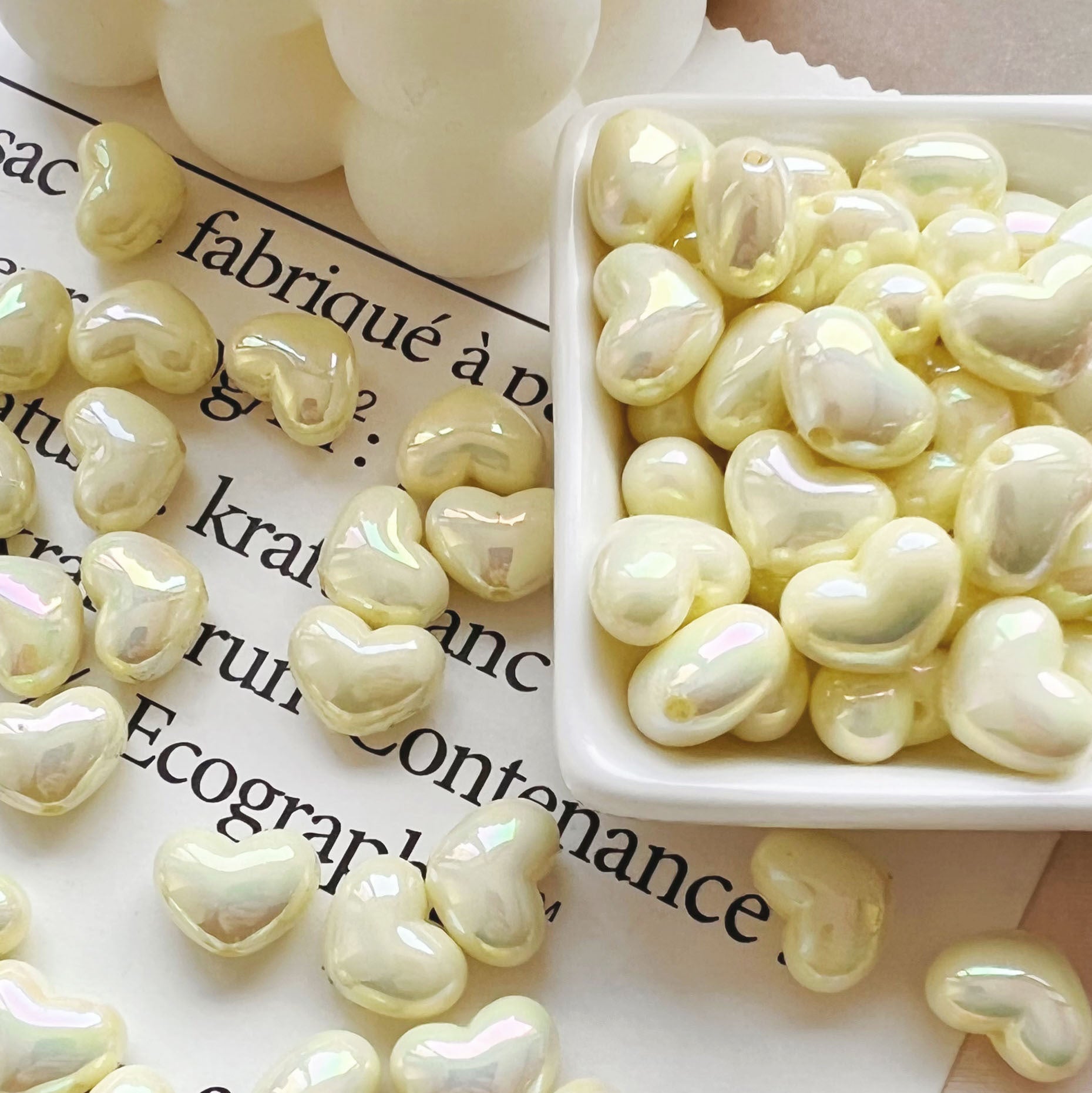 Wholesale 10pcs 10*13mm cream color love beads
