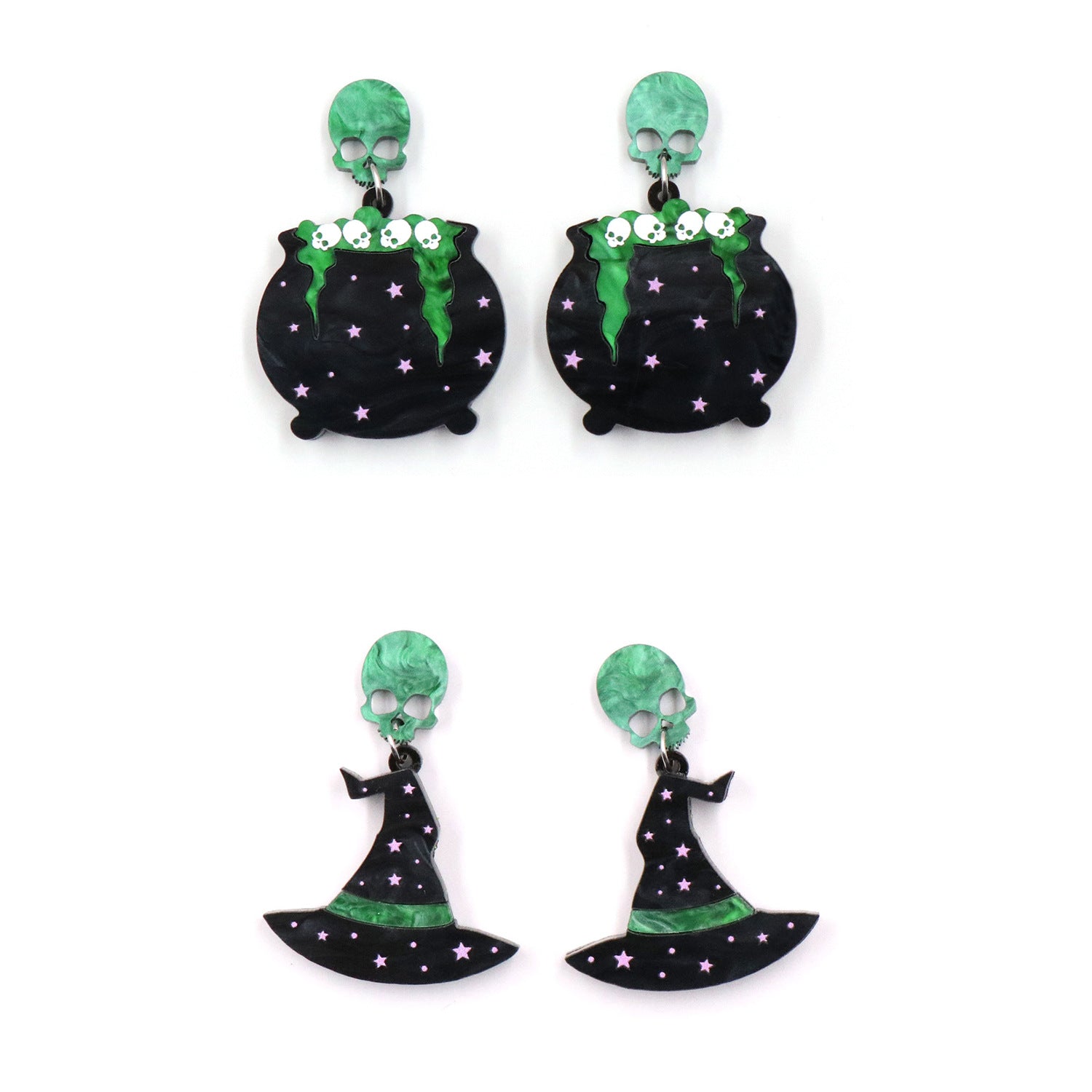 Wholesale 5pairs/pack Witch Hats Halloween Acrylic Earrings