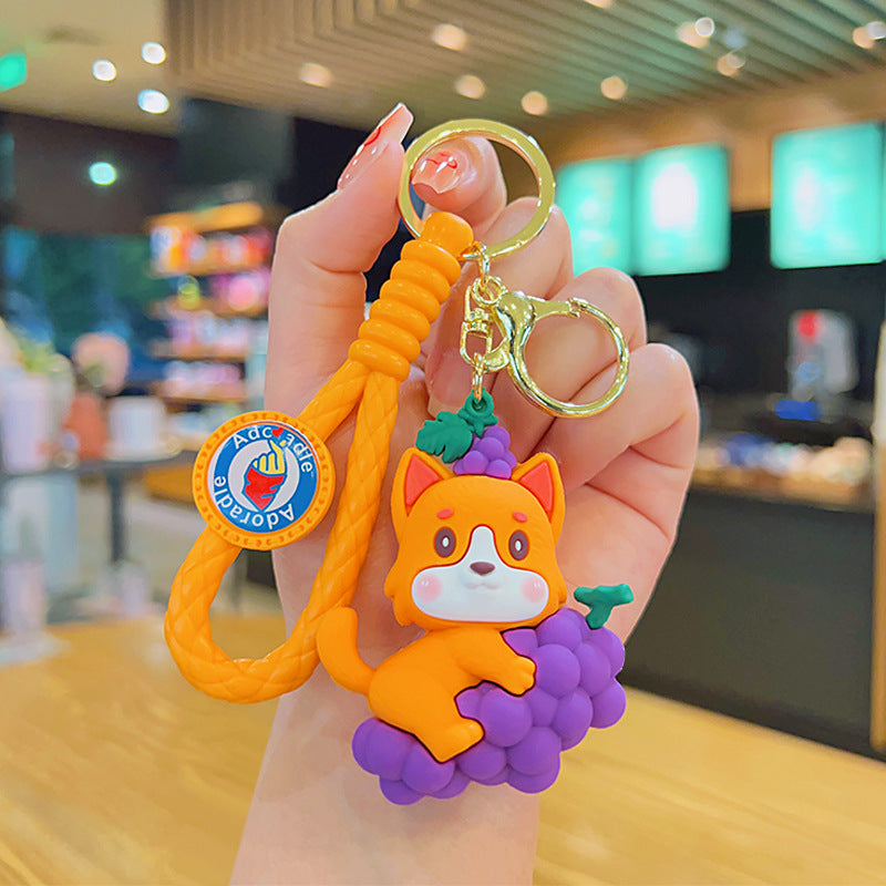 Fruta al por mayor shiba inu llaves de goma suave