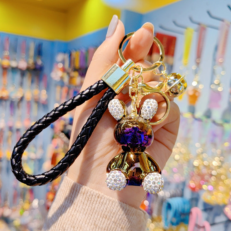 Keychains de diamantes con bunny de electroplacas de coloridos al por mayor