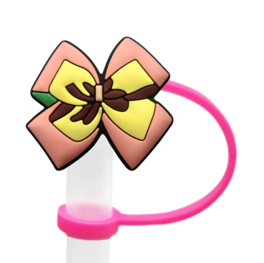 Wholesale 10pcs Bow Straw Cap Silicone Straw Tube Cap