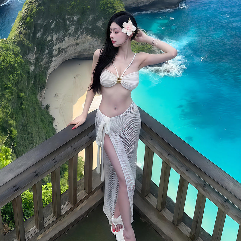 Wholesale Three-piece tube top fishnet dress