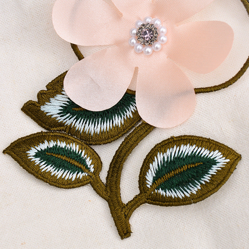 Wholesale Large Handmade Beaded Organza Flower Applique Embroidery Patch For DIY Clothing Decorative Accent