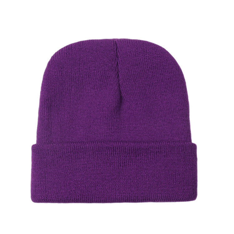 Wholesale Acrylic plain solid color embroidered beanie windproof earmuffs warm knitted beanie to keep out the cold