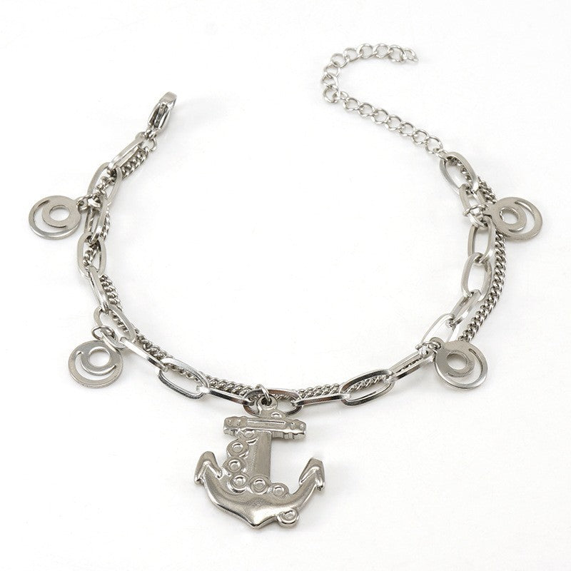 Wholesale Double Layer Titanium Steel Heart Shape 18K Multi-Layer Rose Bracelet