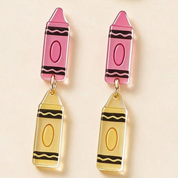 Wholesale Chic 2D Acrylic Spliced Earrings Teacher Appreciation Graduation Stationery Theme Cute Jewelry Accessory For Party Boutique Resale