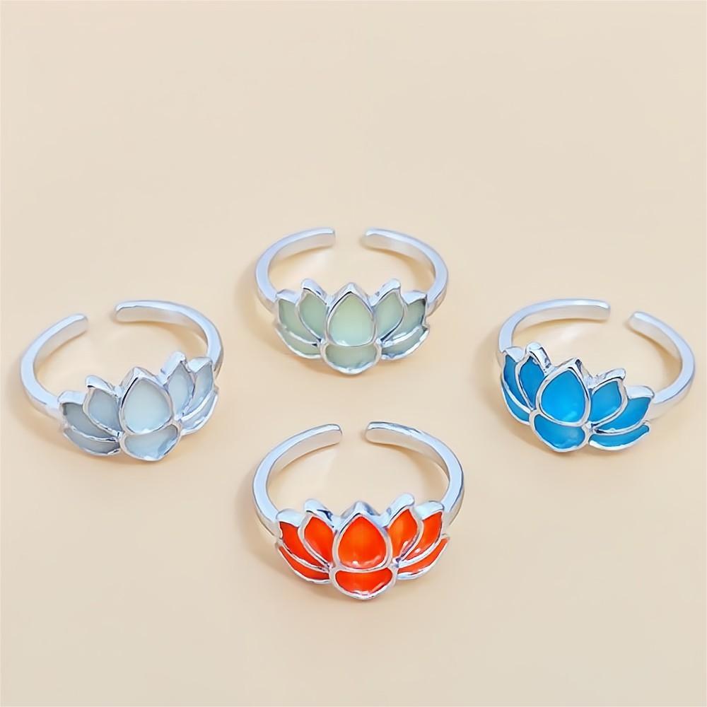 Wholesale Luminous Blooming Lotus Energy Adjustable rings
