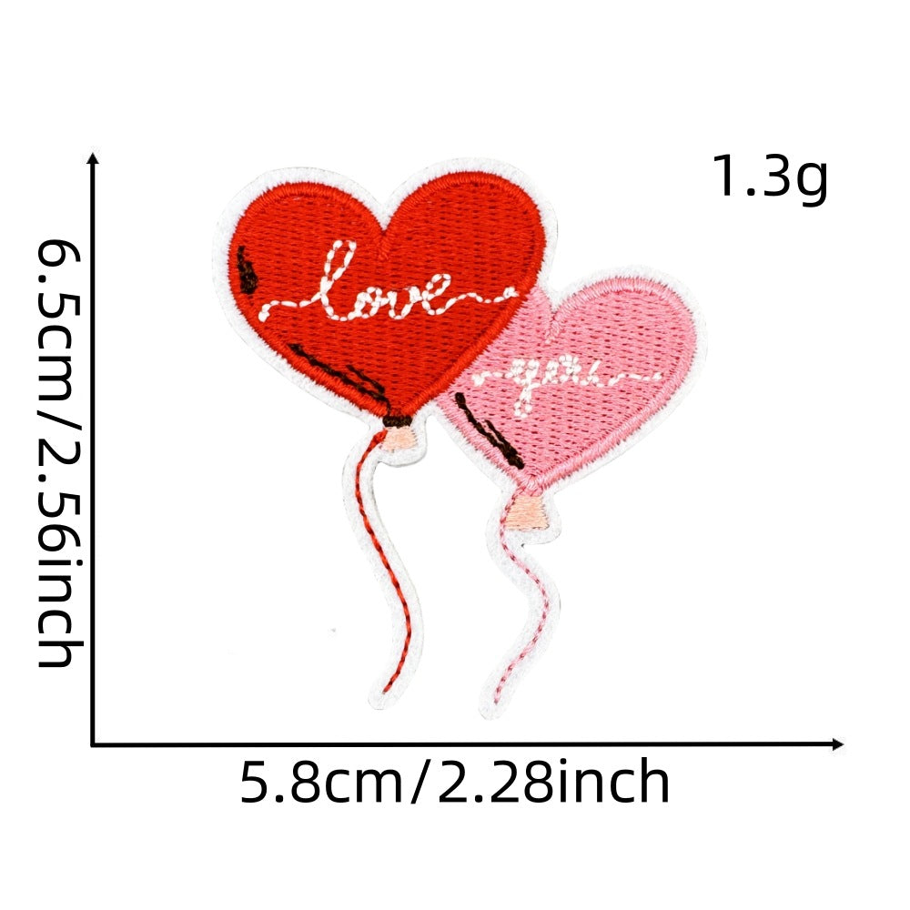Wholesale Embroidered Iron On Patch Pink Valentine Hearts Cute Bear Design Wedding Scrapbook Decor Fashion DIY Accessory