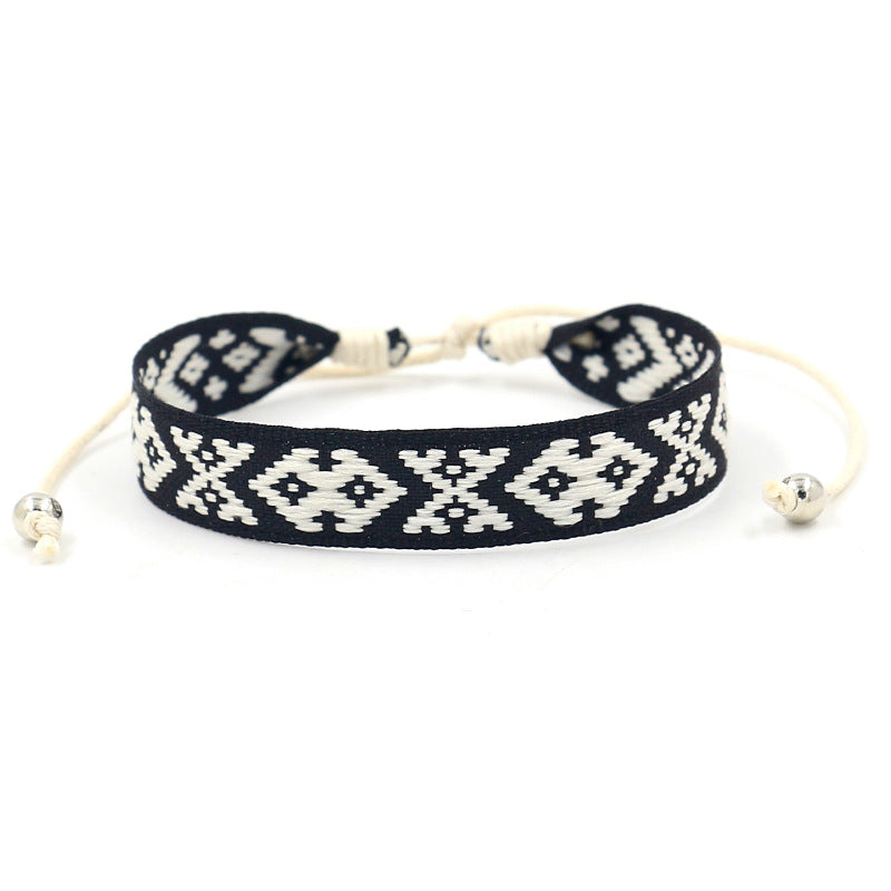 Wholesale Jacquard Geometric Polyester Bracelet