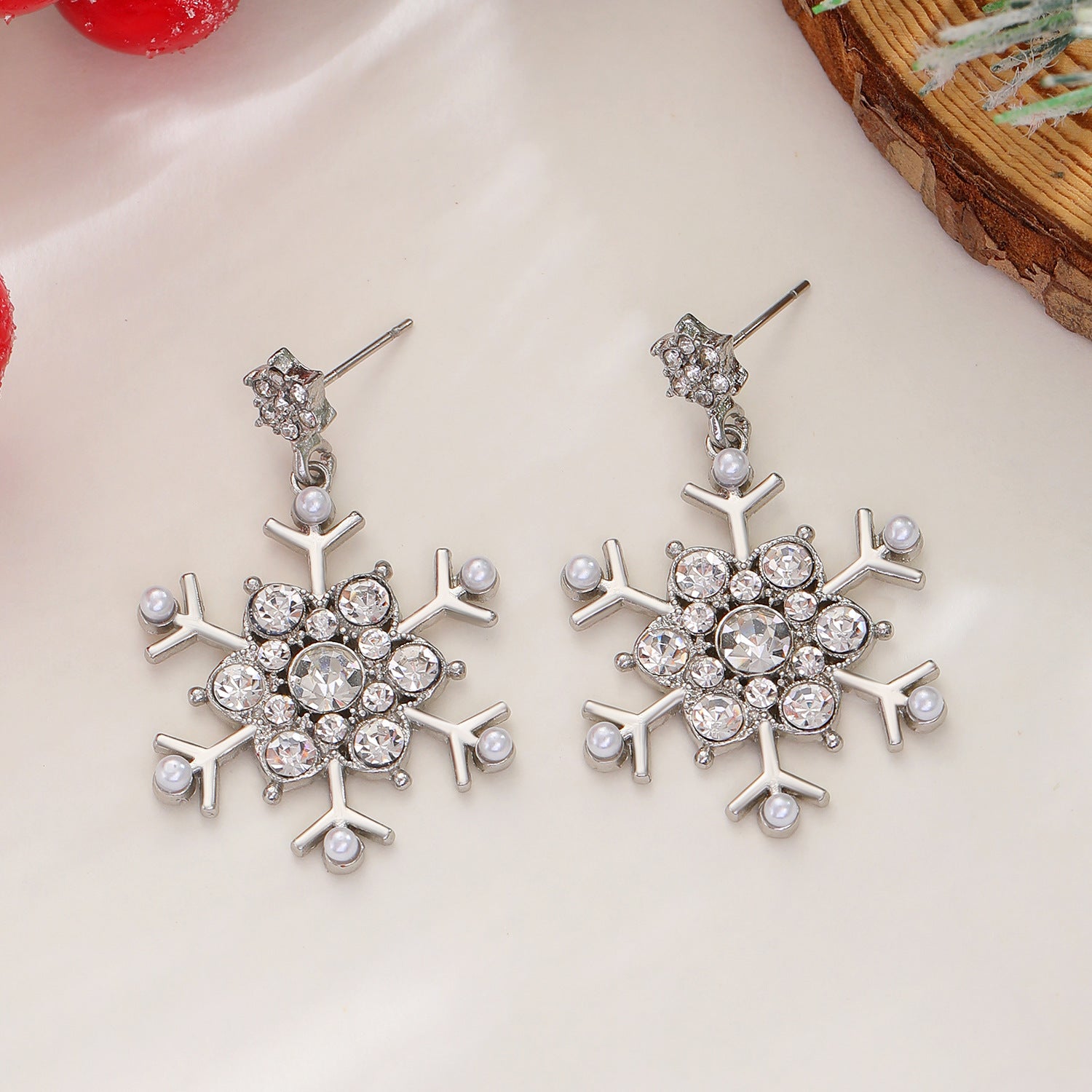 Wholesale Diamond Winter Snowflake Earrings
